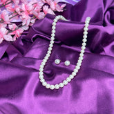 White Pearl Mala With Earrings Set